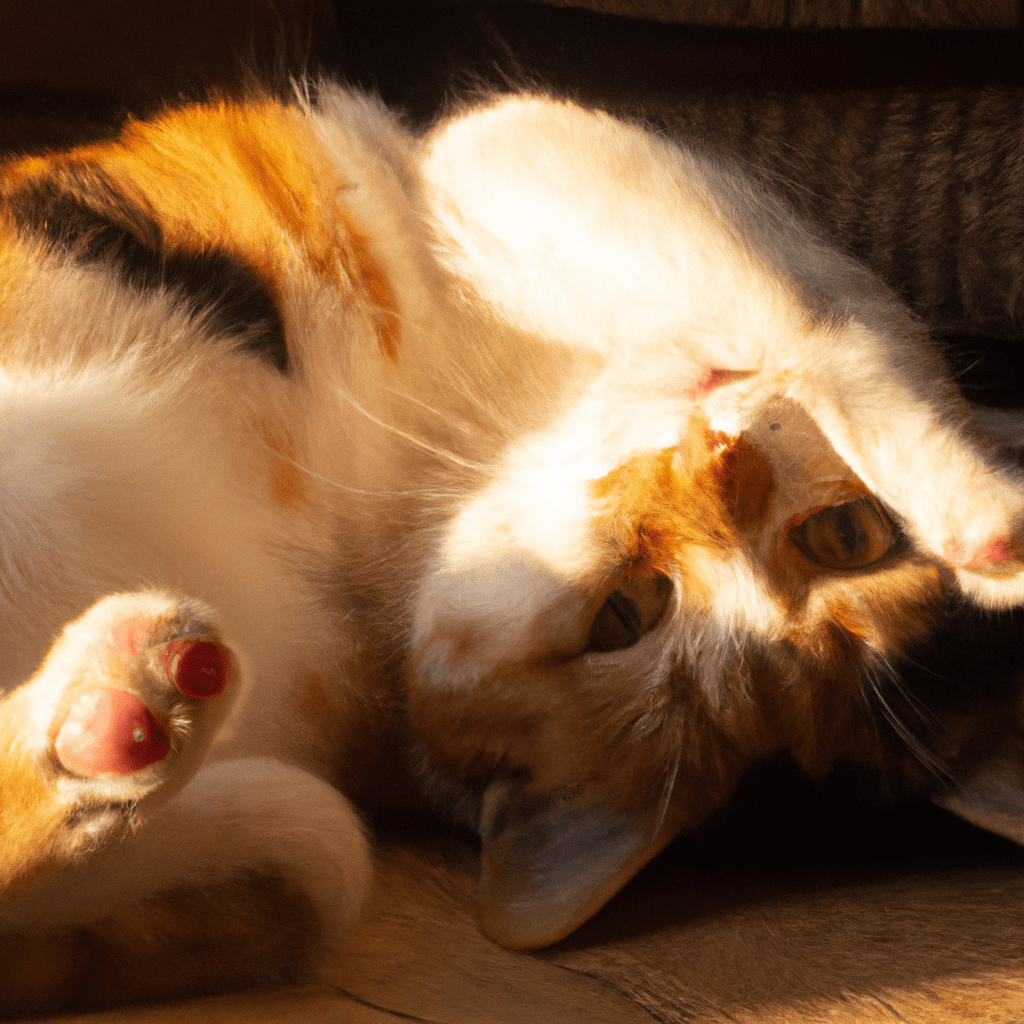 playful cat with soft fur, lounging contentedly in a sunny spot